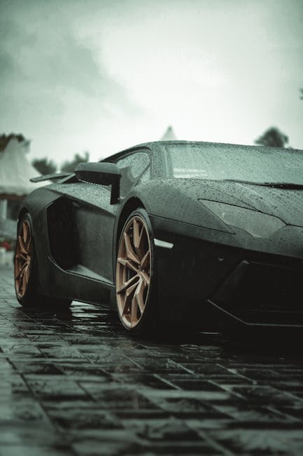 Luxury Cars - Close-up of a Lamborghini Aventador parked on a #10584720
