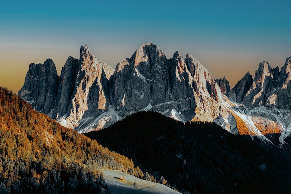 Mountain Landscapes - Breathtaking view of the sharp peaks of the Dolo #12366045