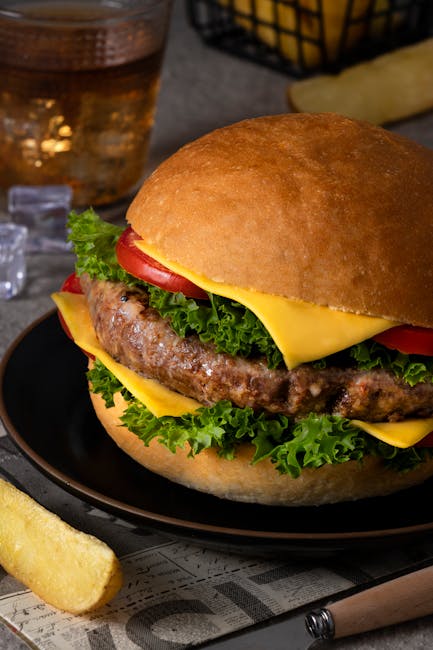 Food Aesthetics - Close-up of a delicious cheeseburger with fresh #18592187