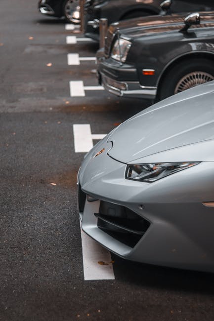 Luxury Cars - Close-up of a silver Lamborghini Huracan parked, #23124139