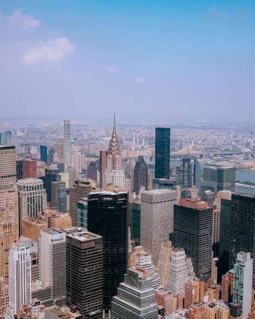 City Architecture - A breathtaking aerial shot of New York City's ic #27100687