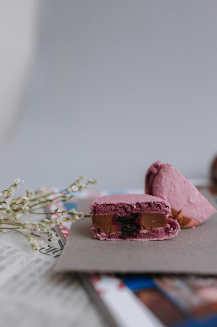Food Aesthetics - Delightful pink macaron paired with delicate flo #27611948