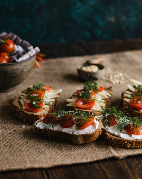 Food Aesthetics - Delicious variety of bread slices with gourmet t #30876388