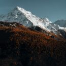 Mountain Landscapes - A stunning view of snow-capped mountains with au #35116869