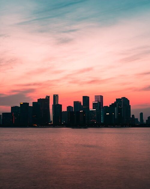 City Architecture - Modern city with skyscrapers against amazing pin #4138542