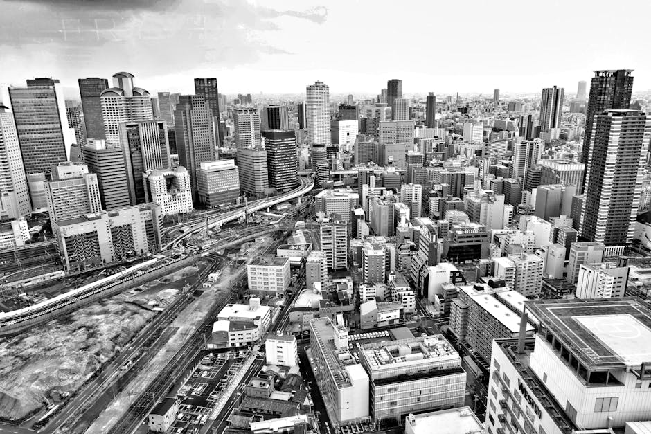 City Architecture - Monochrome aerial view capturing the vast skylin #4520530