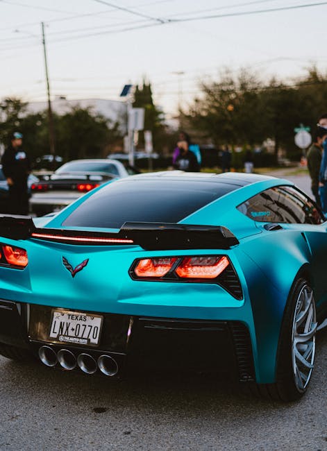 Luxury Cars - Striking blue Corvette supercar captured during #6891875