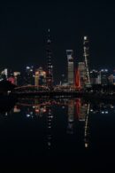 City Architecture - A breathtaking night view of the Shanghai skylin #7883869